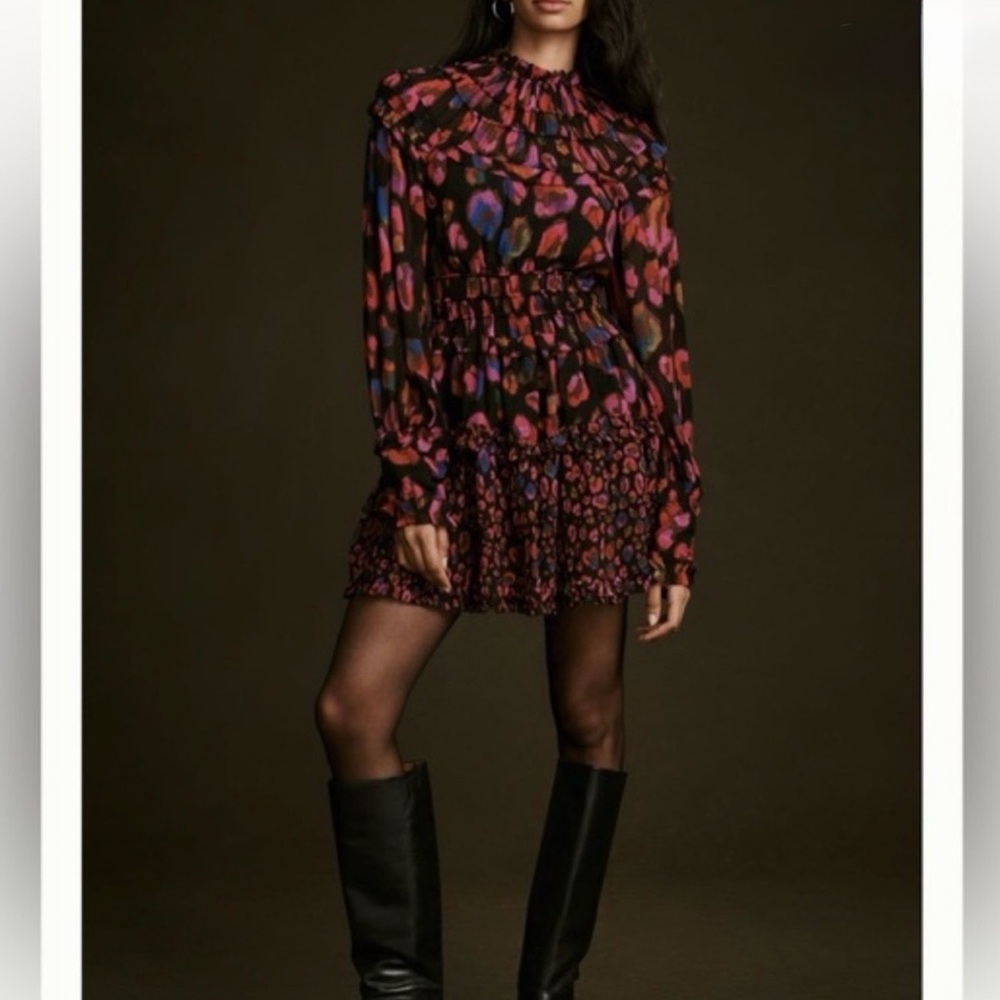 Farm Rio Iridescent Leopard Ruffled Mini Dress - Picture 9 of 9
